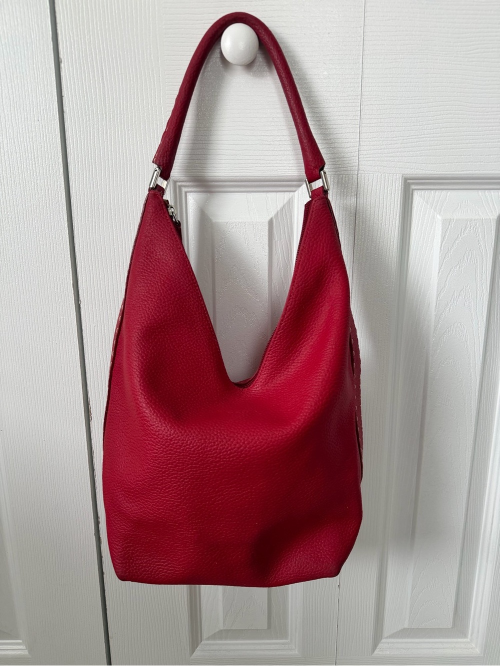 TOSCA BLU Red Leather Shoulder Hobo Bag